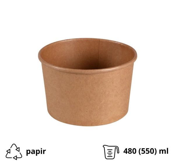 Papirnata posoda  480 (550) ml d=110 mm h=70 mm, kraft, brez pokrova 50 kos