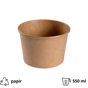 Papirnata posoda  550 ml d=115 mm h=77 mm, kraft, brez pokrova 50 kos