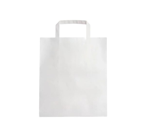 Papirnata nosilna vrečka z utrjenim notranjim ravnim ročajem 260х170х290 mm bela 250 kos