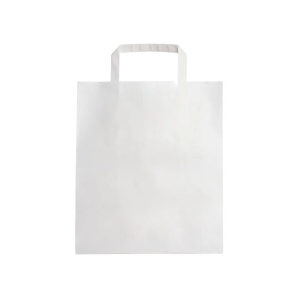 Papirnata nosilna vrečka z utrjenim notranjim ravnim ročajem 260х170х290 mm bela 250 kos