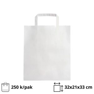 Papirnata nosilna vrečka z ravnim ročajem 320х210х330 mm bela 250 kos