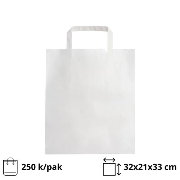 Papirnata nosilna vrečka z ravnim ročajem 320х210х330 mm bela 250 kos