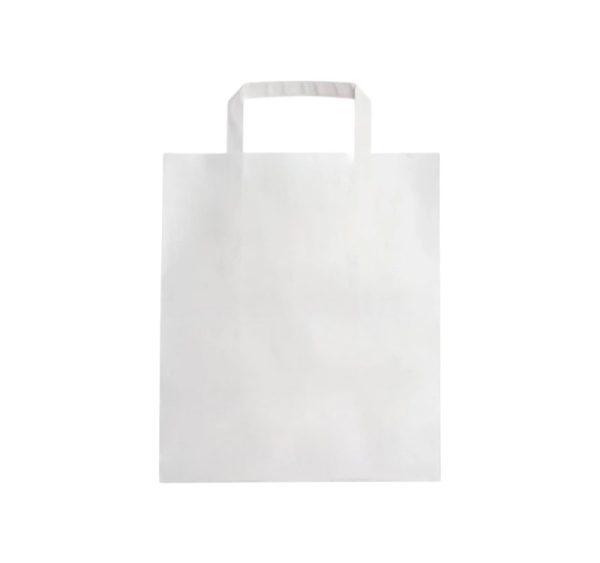 Papirnata nosilna vrečka z ravnim ročajem 320х210х330 mm bela 250 kos