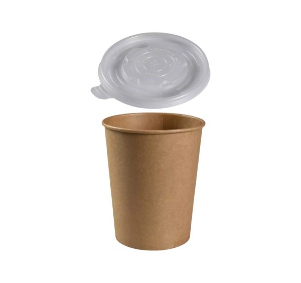 Papirnata posoda 1000 ml d=115 mm h=136 mm, kraft, s pokrovom 250 kos (komplet)