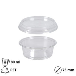 Posodica za omako s pokrovom PET 80 ml, 100 kos (komplet)
