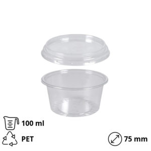 Posodica za omako s pokrovom PET 100 ml, 300 kos (komplet)