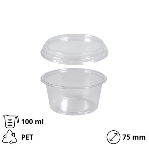 Posodica za omako s pokrovom PET 100 ml, 300 kos (komplet)