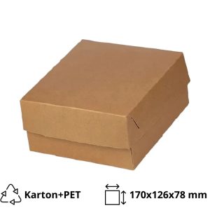 Škatla s pokrovom za sladice 17×12.6×7.8 cm KRAFT (notranja metalizirana  PET) [4 kos/pak]