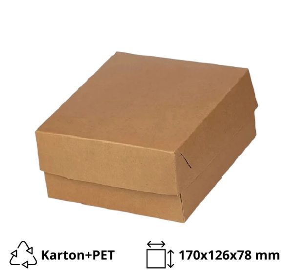Škatla s pokrovom za sladice 17×12.6×7.8 cm KRAFT (notranja metalizirana  PET) [4 kos/pak]