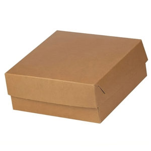 Škatla s pokrovom za sladice 19x19x8 cm  KRAFT  (inner metalised PET) (15 kos/pak)