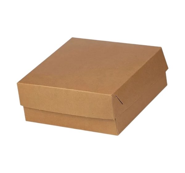 Škatla s pokrovom za sladice 19x19x8 cm KRAFT (notranja metalizirana  PET) [15 kos/pak]