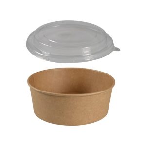 Papirnata posoda 1100 (1300) ml d=190 mm h=66 mm, kraft, s pokrovom, 50 kos (komplet)