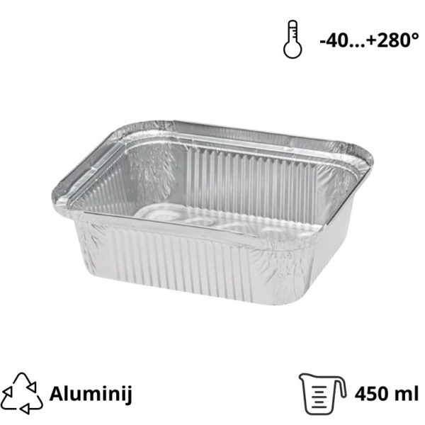 Alu posodica 450 ml 146x121x40 mm 100 kos