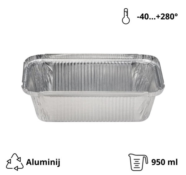 Alu posodica 900 ml 202x137x50 mm 100 kos