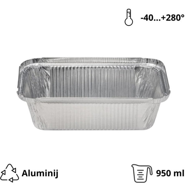 Alu posodica 900 ml 202x137x50 mm 100 kos