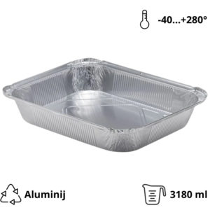 Alu posodica s pokrovom 3180 ml 322x260x50mm, 100 kos (komplet)