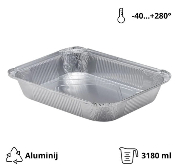 Alu posodica 3180 ml 322x260x50 mm 100 kos