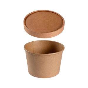 Papirnata posoda 550 ml d=115 mm h=77 mm, kraft, s pokrovom, 50 kos (komplet)