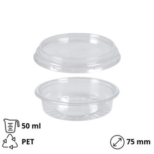 Posodica za omako s pokrovom PET 50 ml, 100 kos (komplet)