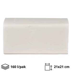 Papirnate brisače V-zlozenka 2 sl., 21×21 cm., 200 l/pak Celuloz 100%