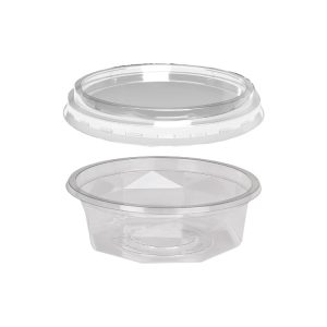 Posodica PET 200 ml d=116 mm h=38 mm prozorna s pokrovom,100 kos (komplet)