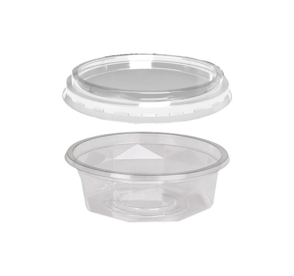 Posodica PET 200 ml d=116 mm h=38 mm prozorna s pokrovom,100 kos (komplet)