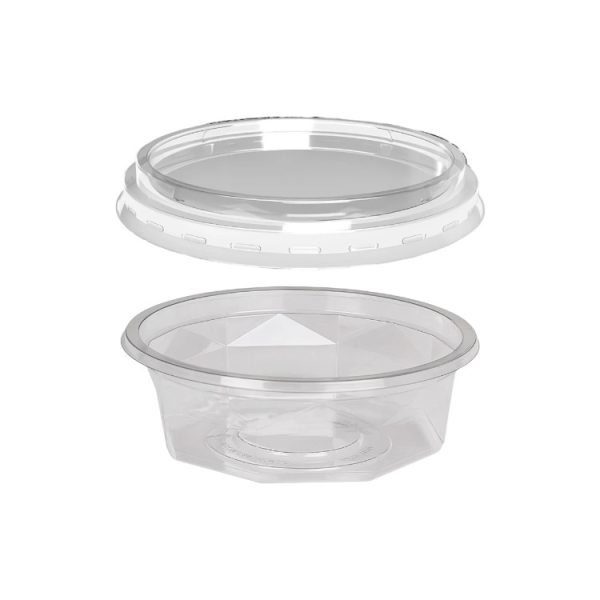 Posodica PET 200 ml d=116 mm h=38 mm prozorna s pokrovom,100 kos (komplet)