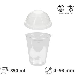 Kozarec rPet 350 ml prozoren d=93mm s pokrovom, 100 kos (komplet)