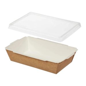 Papirnata posoda 750 ml 150x100x45 mm kraft s pokrovom 50 kos (komplet)