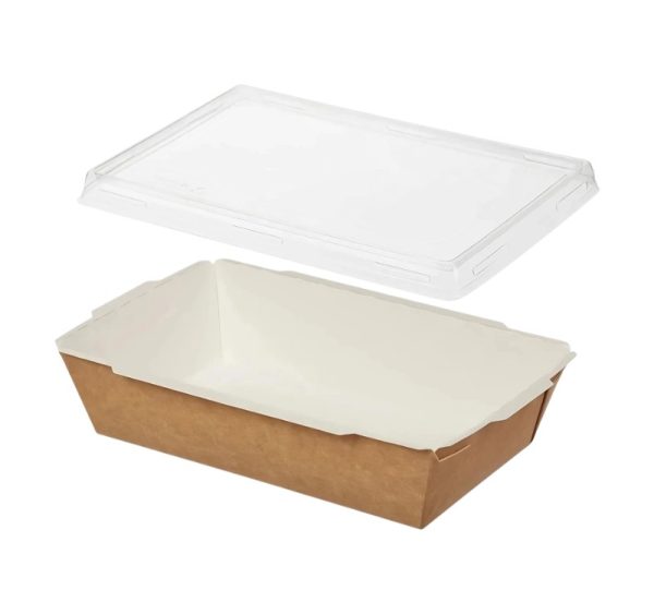 Papirnata posoda 750 ml 150x100x45 mm kraft s pokrovom 50 kos (komplet)