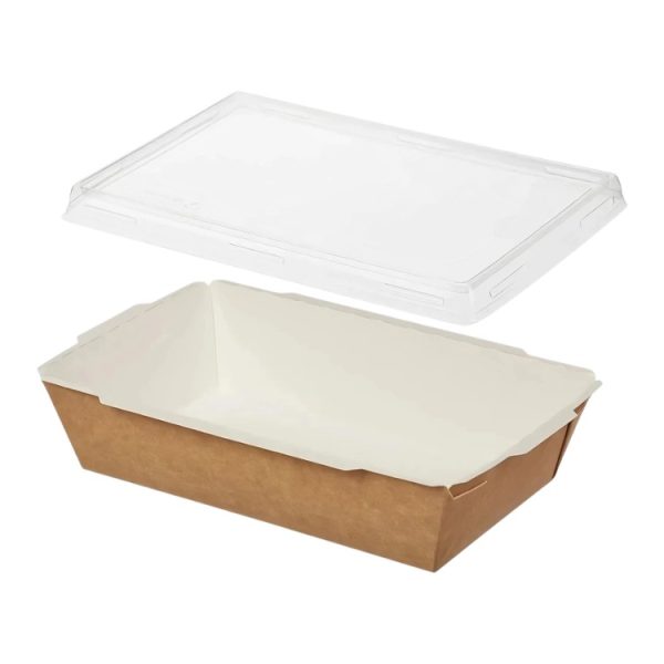 Papirnata posoda 750 ml 150x100x45 mm kraft s pokrovom 50 kos (komplet)