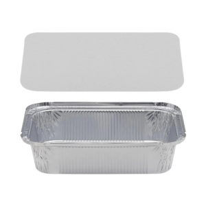 Alu posodica s pokrovom 1950 ml 260x190x56 mm, 100 kos (komplet)