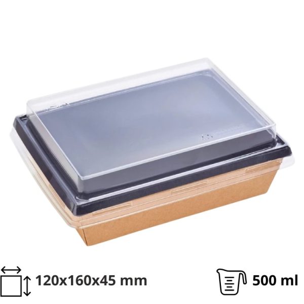 Papirnata posoda OneClick Bottom 500/bBLACK s pokrovom, 50 kos (komplet)