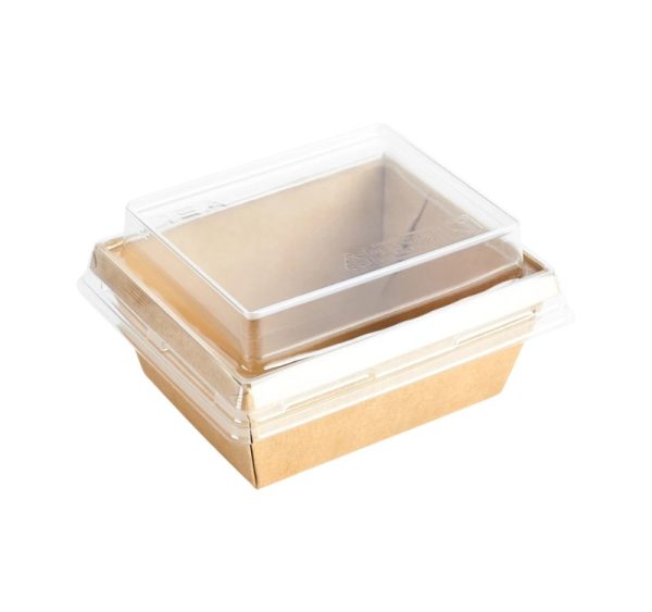 Papirnata posoda OneClick 100x85x45 mm, 250 ml craft s pokrovom, 50 kos (komplet)