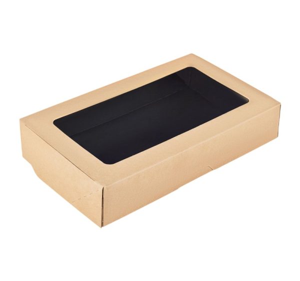 Papirnata posoda z oknom OneBox 1000 ml 200x120x40 mm črna 25 kos