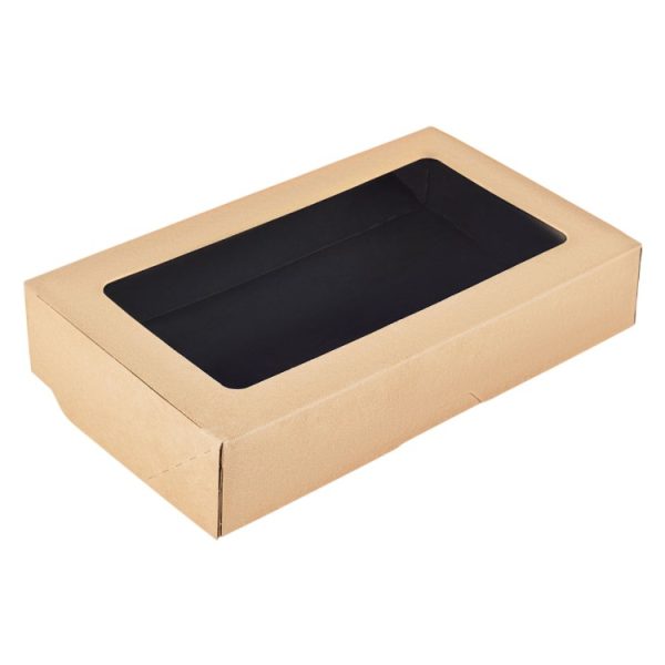 Papirnata posoda z oknom OneBox 1000 ml 200x120x40 mm črna 25 kos