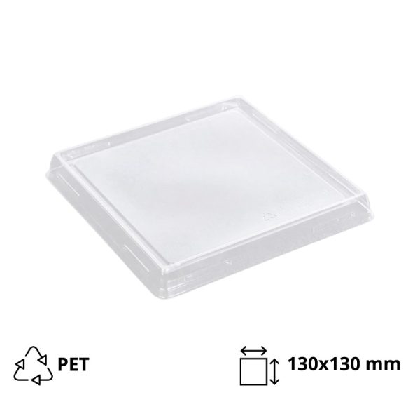 Pokrov za posodo One Click 130×130 mm, prozoren, raven 50 kos