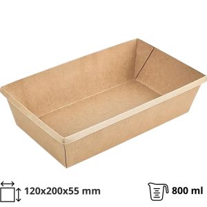 Papirnata posoda OneClick 800 ml 120x200mm h=55mm kraft, brez pokrova 50 kos