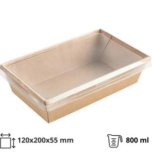 Papirnata posoda s pokrovom 800 ml, craft, 120*200*55mm 50 kos (komplet)