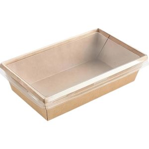 Papirnata posoda s pokrovom 800 ml, craft, 120*200*55mm 50 kos (komplet)