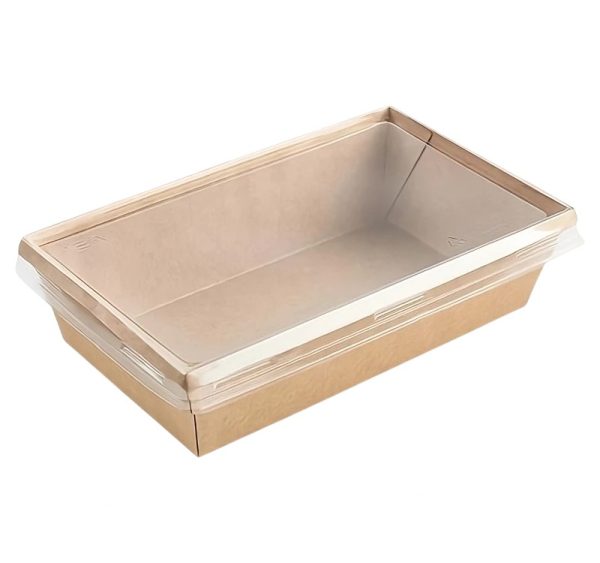 Papirnata posoda s pokrovom 800 ml, craft, 120*200*55mm 50 kos (komplet)