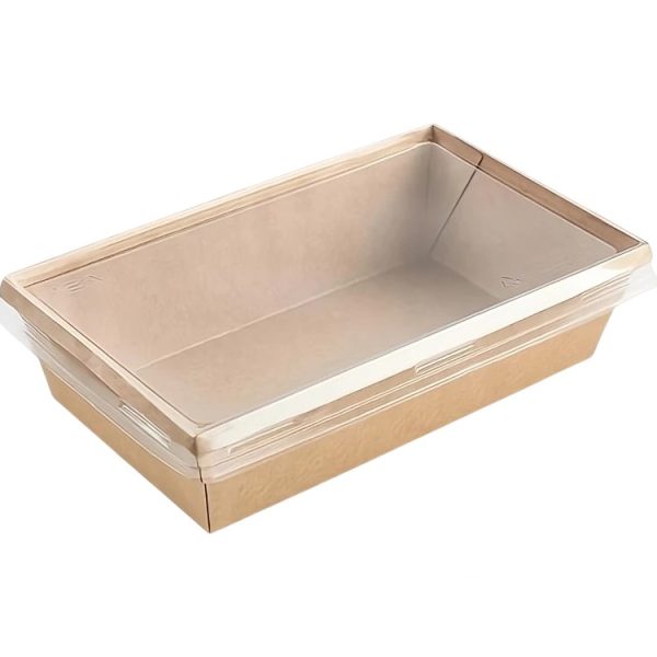 Papirnata posoda s pokrovom 800 ml, craft, 120*200*55mm 50 kos (komplet)