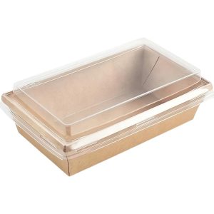 Papirnata posoda OneClick 800 ml 120x200mm h=55mm kraft, s pokrovom, 50 kos (komplet)