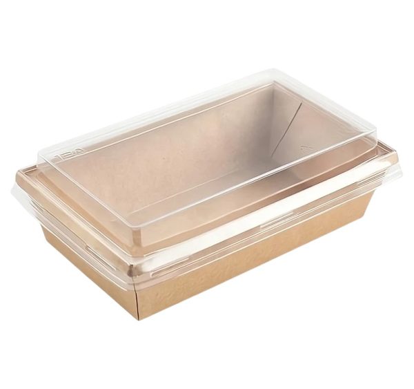 Papirnata posoda OneClick 800 ml 120x200mm h=55mm kraft, s pokrovom, 50 kos (komplet)