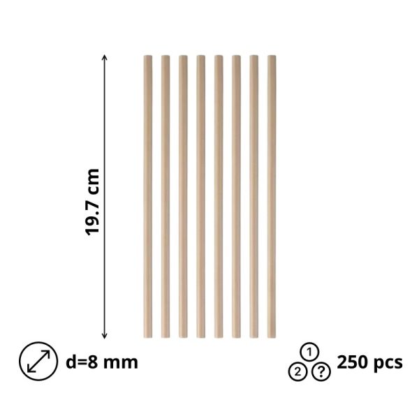 Slamice papirnate d=8 mm l=197 mm kraft 100 kos/pak