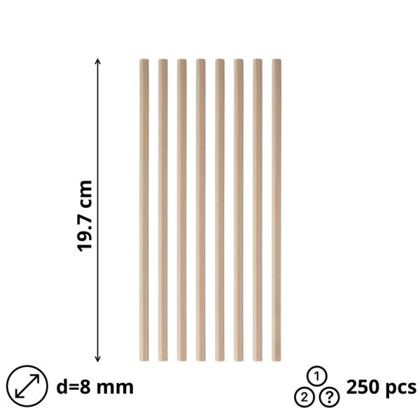 Slamice papirnate d=8 mm l=197 mm kraft 100 kos/pak