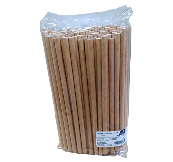 Slamice papirnate d=8 mm l=197 mm kraft 100 kos/pak