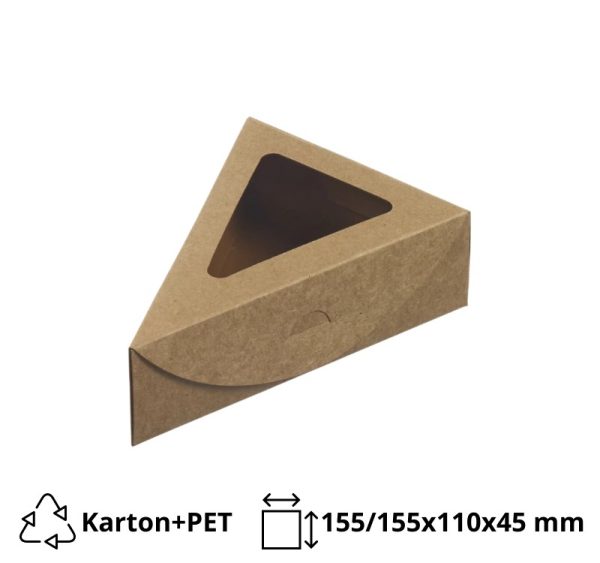 Škatla za torto z oknom 155/155x110x45mm kraft [25 kos/pak]