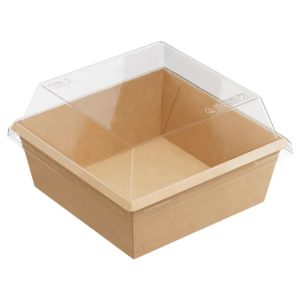 Papirnata posoda 1250 ml OneClick kraft 165×165 mm, h=65мм, s pokrovom, 50 kos (komplet)