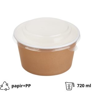 Papirnata posoda s pokrovom Tambien ECO 720 ml d=135 mm h=68 mm kraft, 50 kos (komplet)